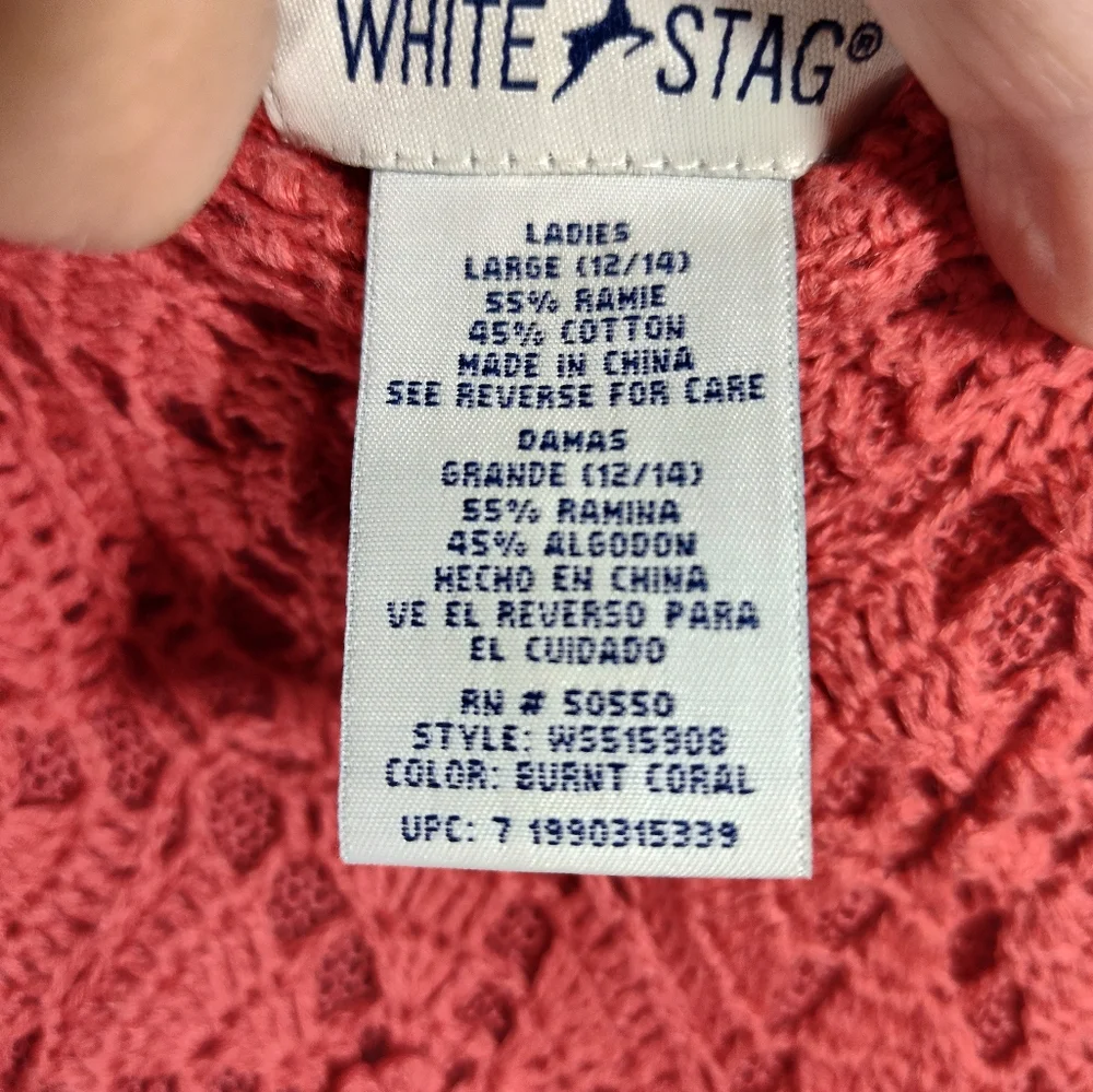 White Stag Orange Coral Crochet Tank Top NWOT